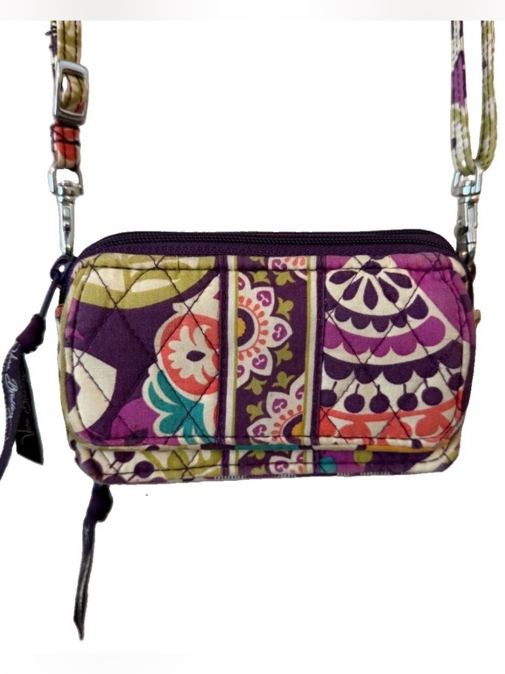 Vera Bradley Plum Crazy All in One Crossbody Wallet Wristlet Retired Floral